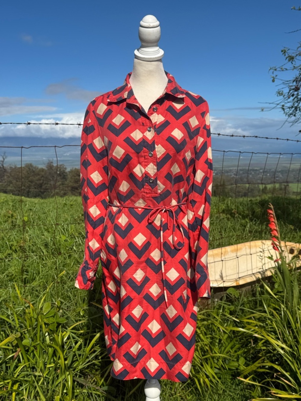 Banana Republic Mad Men Mod Retro Silk Geo Print Shirt Dress Size 2